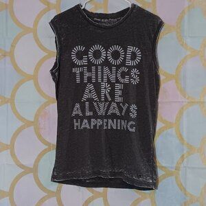 Spenglish Ladies Muscle Tee GOOD THINGS ARE ALWAYS HAPPENING Size Medium NWT